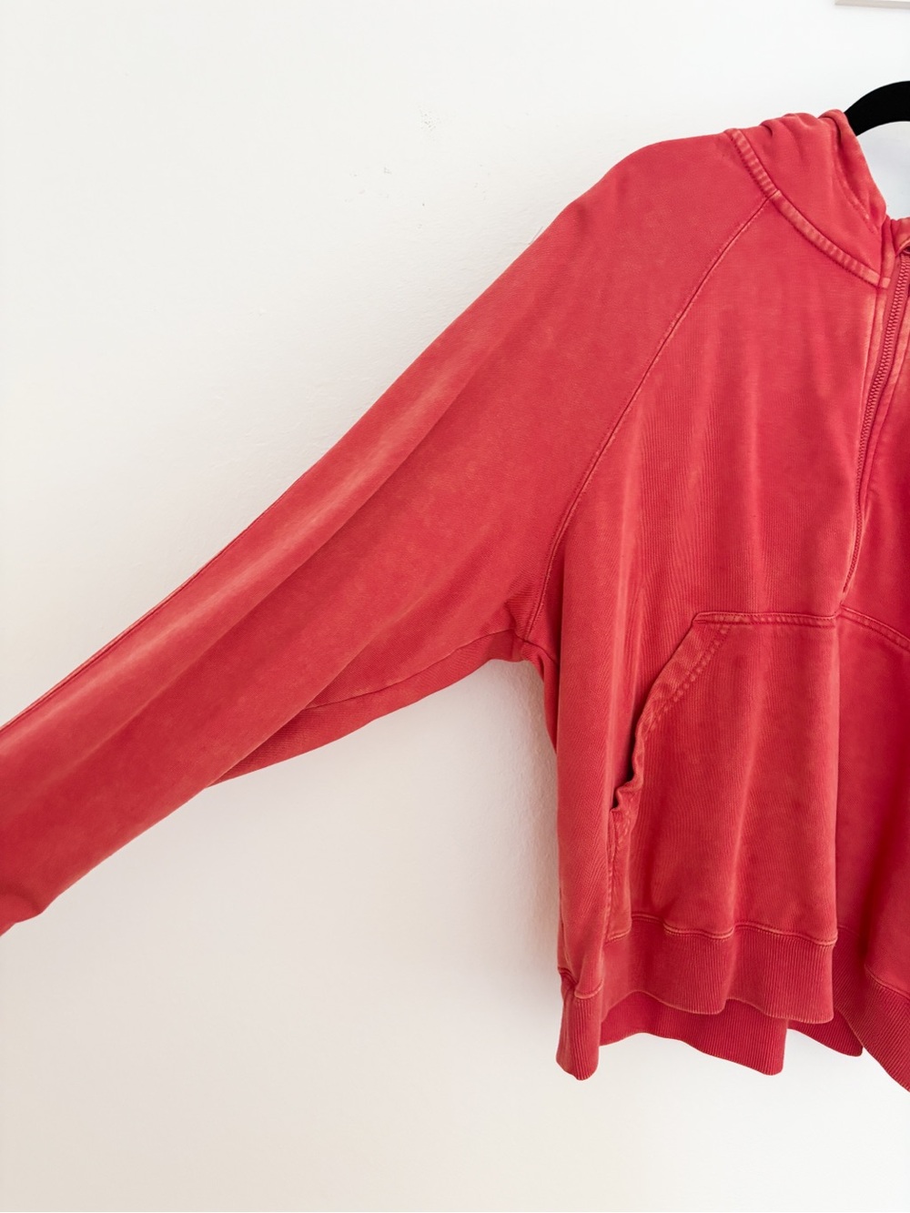 JoyLab Coral-Red Washed Half-Zip Hoodie Women’s Size XL - Picture 4 of 9
